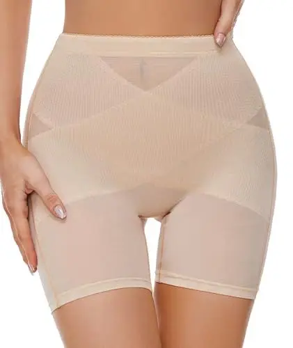 Produktbild: SIMIYA Bauchweg Unterhose Damen Shapewear Miederhose Hohe Taille Bauchkontrolle Leggings Unterwäsche Kurze Figurformende Shorts Body Shaper Miederpants（Beige-1,S）