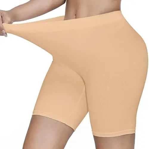Produktbild: SIMIYA Radlerhose Damen, Kurze Leggings Sporthose High Waist Unterhosen Boxershorts Hotpants Sportshorts, Kurz Hose Unter Kleid (beige, M)