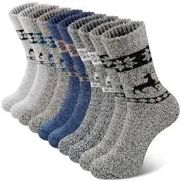 Produktbild: SIMIYA Wollsocken für Herren,Merino Socken Thermosocken Wintersocken warme Socken dicke Männer, 5 Paar（5 Paar-Elch，39-42）