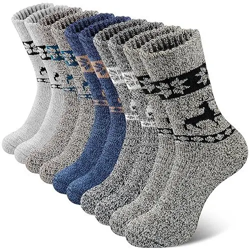 Produktbild: SIMIYA Wollsocken für Herren,Merino Socken Thermosocken Wintersocken warme Socken dicke Männer, 5 Paar（5 Paar-Elch，39-42）