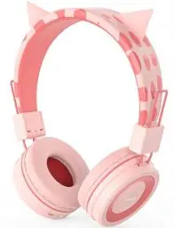 Produktbild: Simjar Cat Ear Kinder Bluetooth-Kopfhörer mit Mikrofon für die Schule, Kinder drahtlose Kopfhörer mit Lautstärkebegrenzer 94dB, Faltbare verstellbarem Kopfband für iPad/Flugzeug/Reise/Tablet - Pink