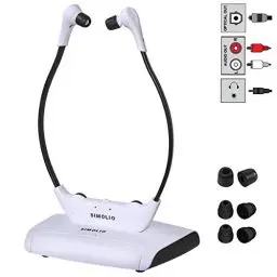 Produktbild: SIMOLIO Digitaler Funkkopfhörer für Fernseher Kabellos, 2.4GHz Gehörschützende TV Kopfhörer für Senioren mit Mikrofon & Ladestation, Kompatibel mit Optisch, RCA, 3.5mm AUX Verbindung, SM-823D Pro