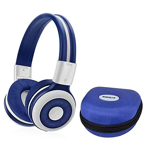 Produktbild: SIMOLIO Kinder Kopfhörer Bluetooth, Kabelloser Kopfhörer mit Volume Control, Tragbar & Faltbar Kopfhörer mit Hard Case für Jungen Jugentliche Teenagers für Reise/Flug - Grau