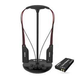 Produktbild: SIMOLIO TV Kopfhörer Kabellos mit Sendeladestation, Funkkopfhörer für Fernseher mit Ersatzbatterie für Senioren, 2.4GHz Wireless Headset mit 100ft Reichweite & Audio Bypass zur Soundbar