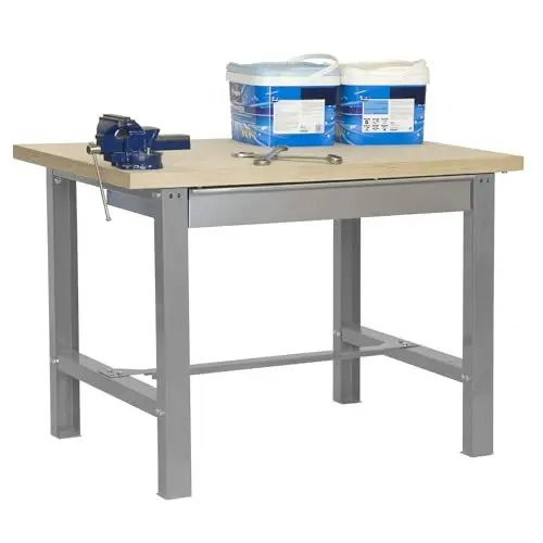 Produktbild: SimonRack Werkbank 600 kg Belastbarkeit, 86,5x180x75 cm, 1 Schublade, Große Arbeitsfläche Arbeitsfläche, Arbeitstisch, Holz-Arbeitsplatte, Grau/Holz Mdf - BT6