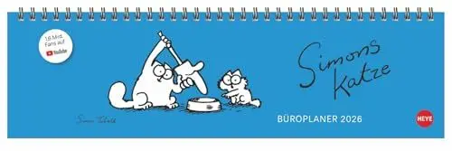 Produktbild: Simons Katze Büroplaner 2026: Kultiger Tischkalender für den Arbeitsplatz. Lustiger Spiral-Kalender für Simon's Cat-Fans. Wochenplaner 2026 quer. (Tisch-Querplaner Heye)