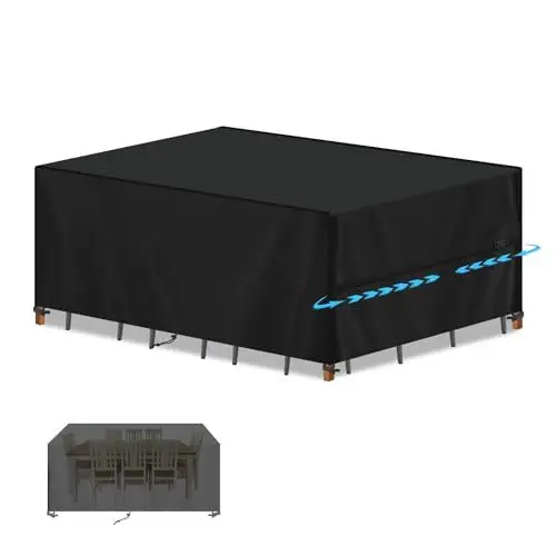 Produktbild: SIMPHAUS Abdeckung Gartenmöbel Abdeckhaube Loungemöbel Abdeckung Wasserdicht Outdoor Tischabdeckung Rattanmöbel Abdeckung Winterfest 420D Oxford Gewebe 210x110x75cm