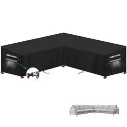 Produktbild: SIMPHAUS Abdeckung Outdoor Sofa Abdeckung Gartenmöbel V Form Loungeabdeckung Wasserdicht Lounge Hülle Loungemöbel Abdeckung V Form Plane Sofa UV-Beständiges 420D Oxford Gewebe 315x315x99x80/60cm