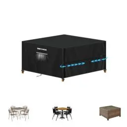Produktbild: SIMPHAUS Schutzhülle für Gartenmöbel Abdeckhaube für Gartenmöbel Winterfest Plane für Gartenmöbel Abdeckhauben für Möbelsets Abdeckung Gartenmöbel Quadratisch Wasserdicht 420D Oxford Gewebe 115x115x75