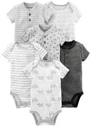 Produktbild: Simple Joys by Carter's Baby-Jungen Short Sleeve Bodysuit Body, Mehrfarbig/Anker/Dinosaurier/Streifen/Wal, 0 Monate (6er Pack)