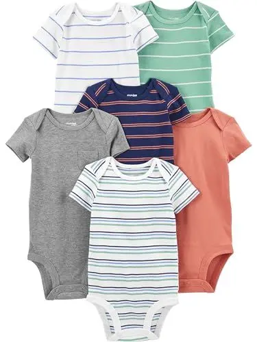 Produktbild: Simple Joys by Carter's Baby-Jungen Short Sleeve Bodysuit Hemd, Mehrfarbig/Streifen, Frühchen