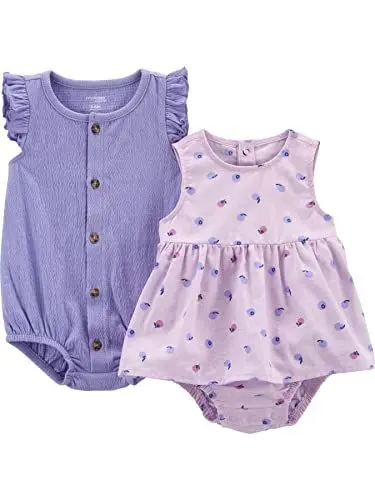 Produktbild: Simple Joys by Carter's Baby-Mädchen 2-Pack Sleeveless Rompers Strampler, Purpur Berries/Violett, 18 Monate (2er Pack)