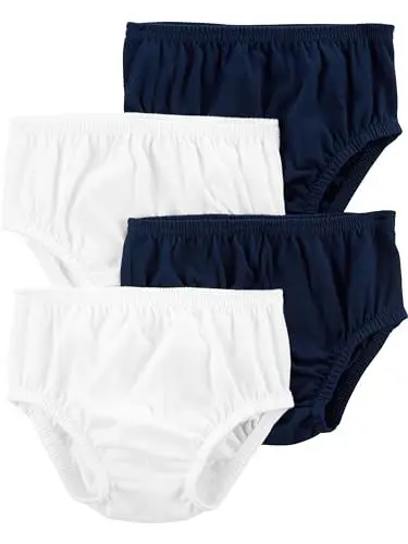 Produktbild: Simple Joys by Carter's Baby-Mädchen 4-Pack Diaper Covers Shorts, Marineblau/Weiß, 0 Monate (4er Pack)