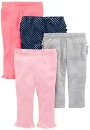 Produktbild: Simple Joys by Carter's Baby-Mädchen 4-Pack Pant Hose, Grau/Korallenrosa/Marineblau Punkte/Rosa, Frühchen (4er Pack)