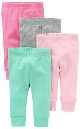 Produktbild: Simple Joys by Carter's Baby-Mädchen 4-Pack Pant Hose, Minzgrün/Rosa/Grau, 3-6 Monate (4er Pack)
