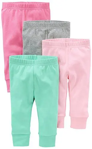 Produktbild: Simple Joys by Carter's Baby-Mädchen 4-Pack Pant Hose, Minzgrün/Rosa/Grau, 3-6 Monate (4er Pack)