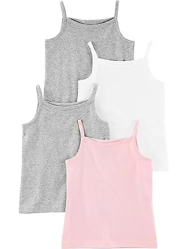 Produktbild: Simple Joys by Carter's Baby-Mädchen Tops, Pack of 4 Kleinkind Tank Top, Grau Meliert/Hellrosa/Weiß, 12 Monate (4er Pack)