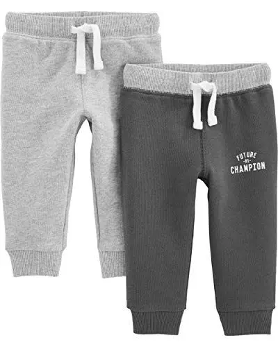 Produktbild: Simple Joys by Carter's Baby Jungen 2-Pack Athletic Knit Jogger Pants Hose, Hellgrau Meliert/Dunkelgrau, 3-6 Monate (2er Pack)