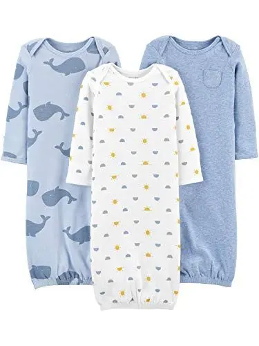 Produktbild: Simple Joys by Carter's Baby Jungen 3-Pack Cotton Sleeper Gown Tragbare Decke, Heide/Streifen/Wale, 0 Monate (3er Pack)