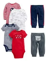 Produktbild: Simple Joys by Carter's Baby Jungen 6-teiliges Set, Bodys (Kurz- und Langarm) und Hosen, Mehrfarbig/Bär/Hunde/Streifen/Textaufdruck, 0 Monate