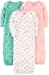 Produktbild: Simple Joys by Carter's Baby Mädchen 3-Pack Cotton Sleeper Gown Infant-and-Toddler-Nightgowns, Rosa/Minzgrün/Weiß, 0-3 Monate (3er Pack)