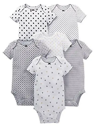 Produktbild: Simple Joys by Carter's Baby Mädchen 6-Pack Short-Sleeve Bodysuit Body, Schwarz/Weiß, 0 Monate (6er Pack)