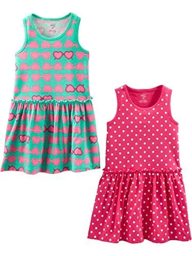 Produktbild: Simple Joys by Carter's Baby Mädchen Short-Sleeve and Sleeveless Dress Sets, Pack of 2 Lässiges Kleid, Herzen/Punkte, 2 Jahre (2er Pack)
