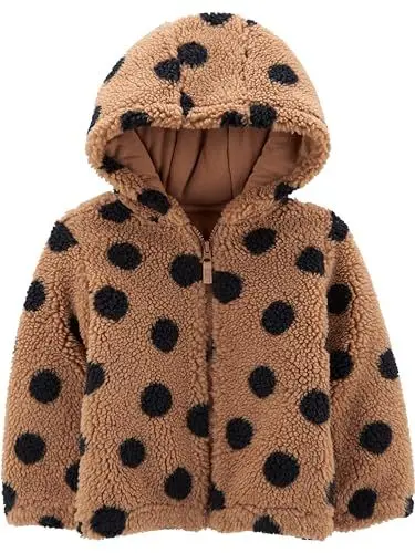 Produktbild: Simple Joys by Carter's Mädchen Hooded Sherpa Jacket Jacke, Braun Schwarz Tupfen, 12 Monate