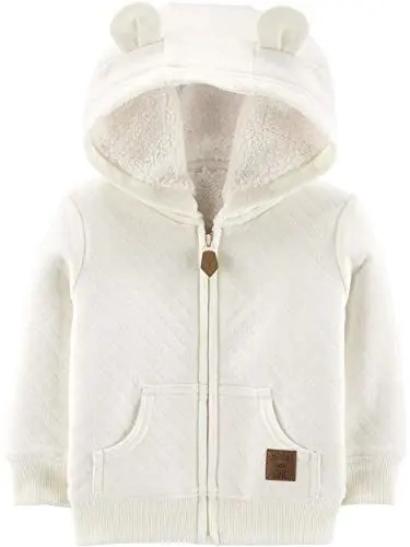 Produktbild: Simple Joys by Carter's Unisex Baby Hooded Sweater Jacket with Sherpa Lining Fleece-Jacke, Haferbeige, 0-3 Monate