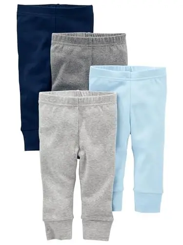 Produktbild: Simple Joys by Carter's Unisex Baby Hose Baumwolle, 4er-Pack, Blau/Grau/Weiß, 6-9 Monate