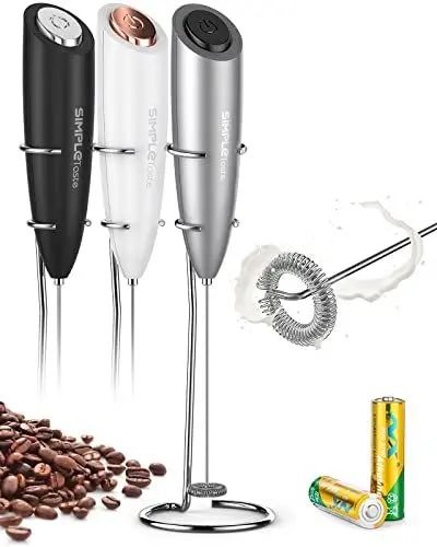 Produktbild: SIMPLETASTE Milchaufschäumer Elektrisch, Handheld Schaumbereiter mit 2 Batterie und Stab, Milk Frother für Cappuccino, Kugelsicherer Kaffee, Latte