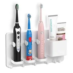 Produktbild: simpletome Zahnbürstenhalter Wandmontage elektrische Zahnbürste Einstellbarer Zahnpasta-Organizer Badezimmer-Halterung Aufbewahrungs-Set (Weiß)