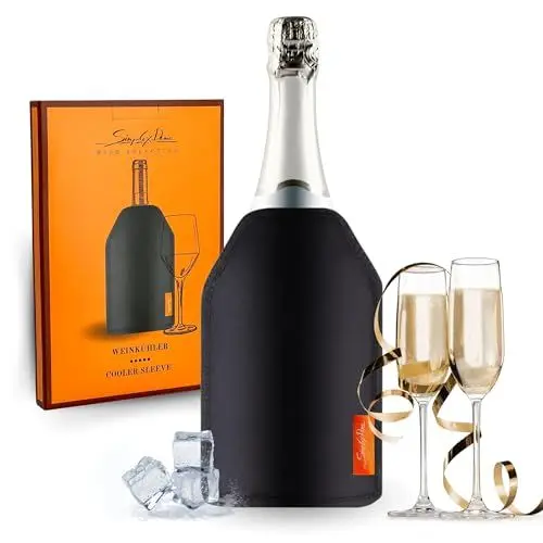 Produktbild: SIMPLEX DOMO Kühlmanschette für Weinflaschen – Extra lange Kühlung, wasserabweisendes Nylon – Flexibel für Wein, Sekt & Champagner – Perfekt für Haushalt, Gastronomie und Outdoor, 1xWeinflaschenkühler
