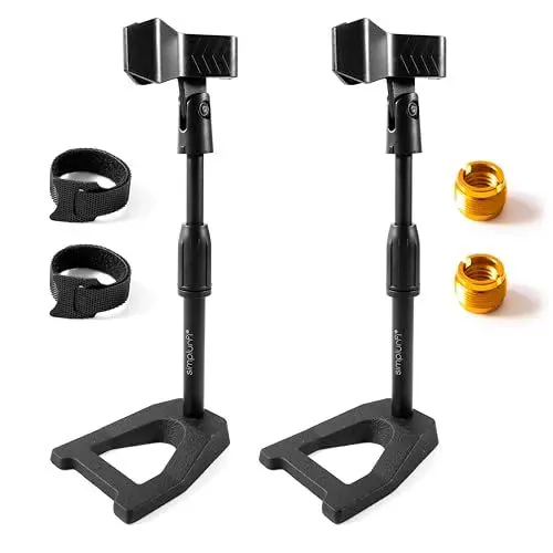 Produktbild: Simplurfi Tisch-Mikrofonständer mit Mikrofon-Clip, verstellbarer Tisch-Mikrofonständer, 1,6 cm auf 0,95 cm Metalladapter, schwere Basis, für Blue Yeti Snowball Spark Fifine K669 AT2020 Shure SM58