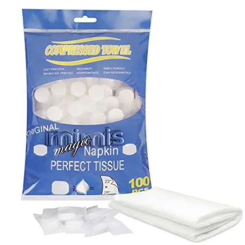 Produktbild: Simpolor 100/200 Stück komprimierte Handtücher tragbare Einweg Mini komprimierte Toilettenpapier Tabletten Haushaltshandtücher für Reisen Camping Wandern Sport Schönheitssalon,Blau