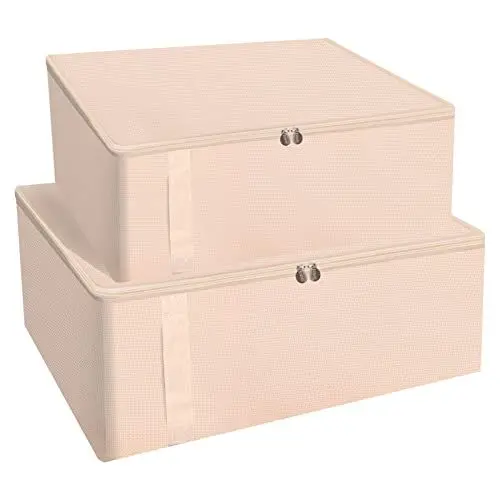 Produktbild: Simpolor 2 x Aufbewahrungstasche für Kleidung, Decken-Organizer aus Oxford-Stoff, mit Sichtfenster, doppelter Reißverschluss, für Decke, Kissen, Mantel (weiß)