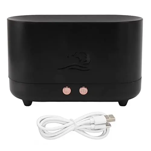 Produktbild: Simulation Flamme Aromatherapie Maschine Schwarz 225ml 35DB USB Flamme Luft Diffusor Berührbare Flamme für Home Office Shop