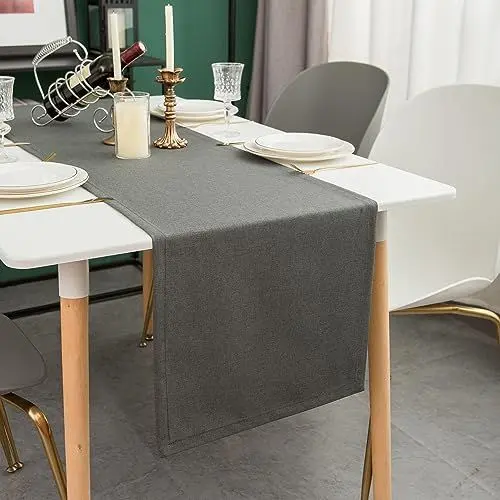 Produktbild: Simurq Tischläufer Modern | Tischläufer Abwaschbar – Wasserabweisend - Lotuseffekt | Tischläufer Outdoor - Pflegeleicht | Tischläufer Anthrazit | Table Runner Tischband (Anthrazit, 30x120 cm)