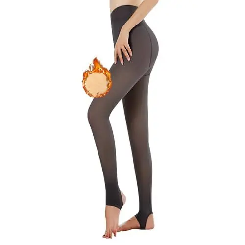 Produktbild: SIMYJOY Thermostrumpfhosen Damen, Fleece Gefütterte Thermo Strumpfhosen Damen Winter Thermo Leggings Damen Fake Transparent Strumpfhose, Schwarzer Halber Fuß-230G