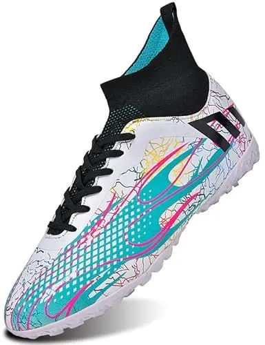 Produktbild: SIN0ES C168002 Fußballschuhe Herren Microfaser Spikes Cleats Athletics Trainingsschuhe Jungen Professionelle Outdoor Sport Football Weiß Blau Gr.41
