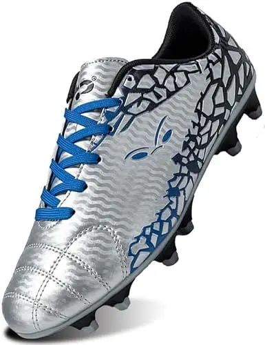 Produktbild: SIN0ES C22031 Kinder Fußballschuhe Outdoor Indoor Fußballtraining Turf Cleat Sneakers Silber Schwarz Gr.45