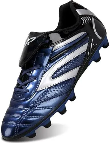 Produktbild: SIN0ES C26001 Fußballschuhe für Unisex Erwachsene und große Kinder Outdoor auf festem Boden Training Fußballschuhe Stiefel Fußballschuhe Unisex Football Shoes Blau Schwarz Gr.32
