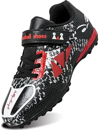 Produktbild: SIN0ES S22033 Fußballschuhe Herren Microfaser Spikes Cleats Athletics Trainingsschuhe Jungen Professionelle Outdoor Sport Football Schwarz Rot Gr.34