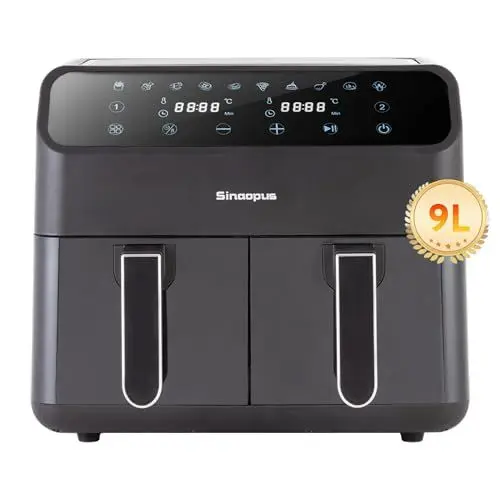 Produktbild: Sinaopus heißluftfritteuse XXL Airfryer 9L Air fryer mit Digitalem LED-Touchscreen heissluftfriteuse 2000 Watt 10 Programmen Einstellbare Temperaturregelung Sichtbares Sichtfenster
