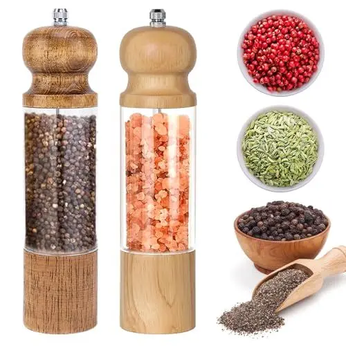 Produktbild: Sindax Salz und Pfeffer Mühle Holz 2er Set Multifunktion Küchenhelfer Chilimühle Gewürzmühle mit Keramikmahlwerk