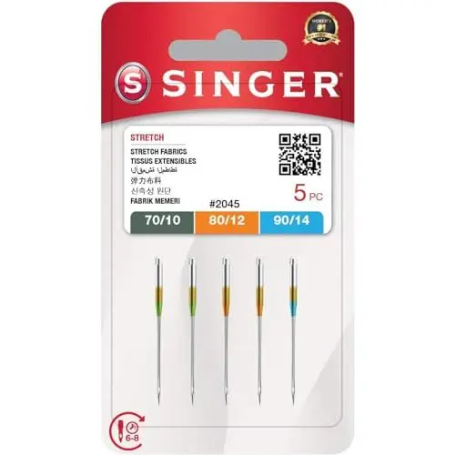 Produktbild: Singer 5 gemischte Nadeln für Nähmaschinen 2045 (70/10-80/12-90/14) - elastische Stoffe