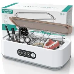 Produktbild: Singphere Ultraschallreinigungsgerät, 48 kHz Ultraschallreiniger, 650ml für 360° Tiefenreinigung, One-Touch-Bedienung, geeignet für die Reinigung von Gläsern, Schmuck, Zahnersatz Reinigung
