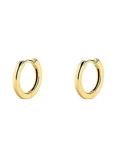 Produktbild: SINGULARU - 10mm Creolen. Sterlingsilber mit 18 Kt Vergoldeter Beschichtung. Schmuck für Damen.