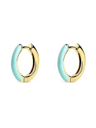 Produktbild: SINGULARU - Sky Enamel Creolen. Messing mit 18 Kt Vergoldeter Beschichtung und Emaille. Schmuck für Damen.