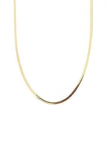 Produktbild: SINGULARU - Halskette Lisse S - Flache Design-Kette aus Messing mit 18 Kt vergoldetem Finish - Leichte Kette in Einheitsgröße 40 cm mit 5 cm Verlängerung - Damenschmuck